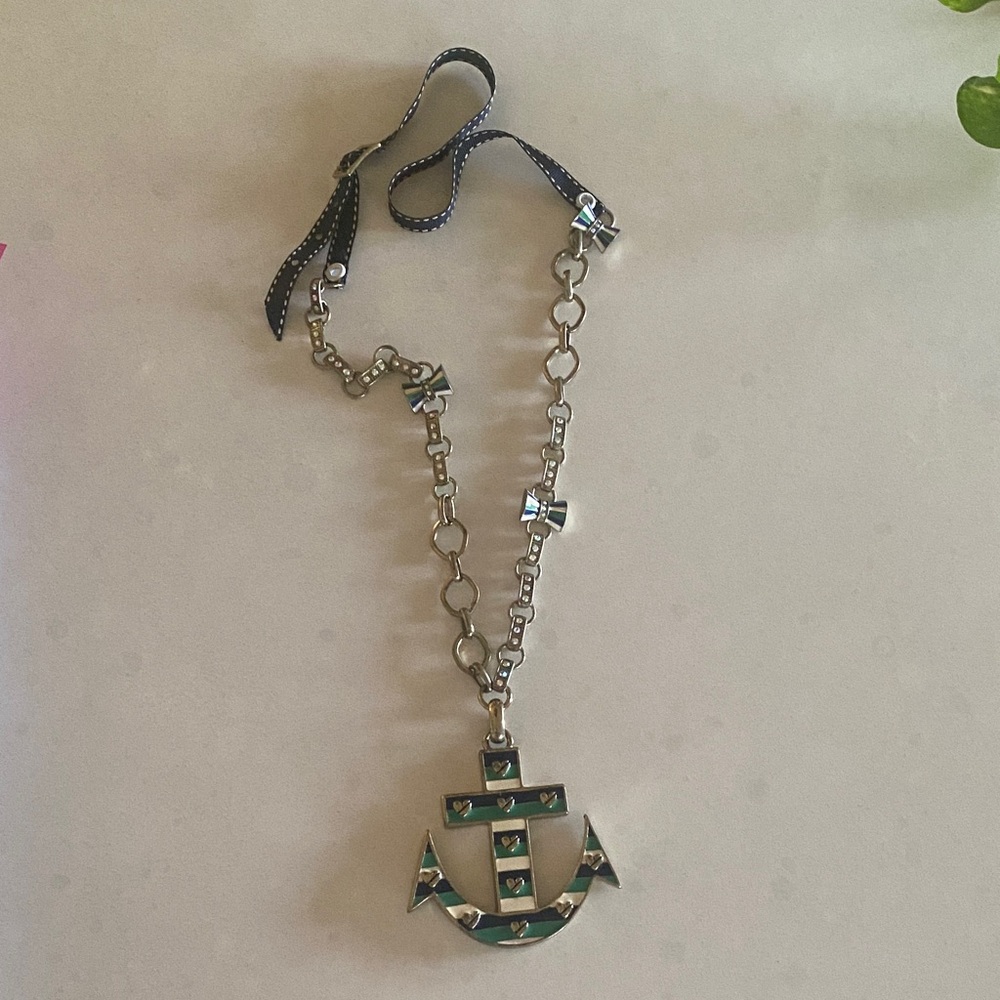 Ship Ahoy! Necklace - Anchor Pendant Necklace with Ribbon Detail